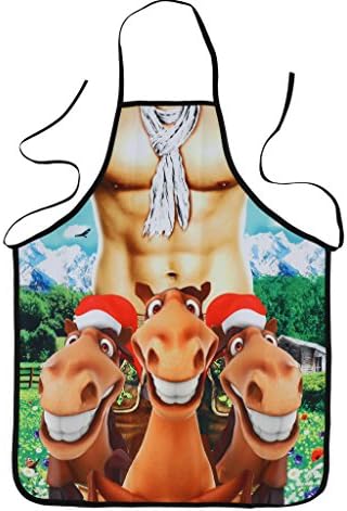 Zheli Anime Cartoon Funny Creative Cooking Apron Wear Chef Kitchen Bib Aprons, Three Donkeys