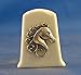 Porcelain China Collectable Thimble -- Antique Silver Horse with Free Gift Box