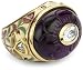 Isharya Jaisel Purple Round Carved Amethyst Ring, Size 7
