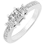 14k White Gold 3/4ctw Three Stone Princess Cut Diamond Engagement Ring (HI/I1)