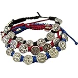 Saint Benedict Evil Protection Medal on Adjustable Cord Bracelet, Set of 3, 8 Inch