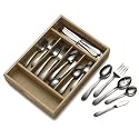 Pfaltzgraff Satin Montclaire 65-Piece Stainless-Steel Flatware Set with Wood Storage Caddy, Service for 12