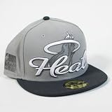 Miami Heat Gray Script Punch 59fifty New Era Fitted Hat Cap