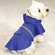 Dog Rain Coat - Blue w/Reflective Stripe - Medium (M)