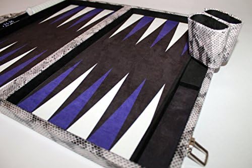 18" Luxury Python Backgammon Set Silver with Velvet Inlay
