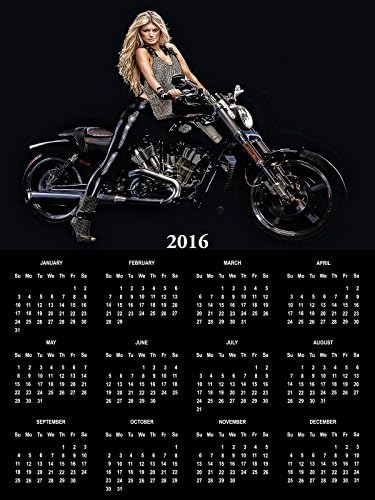 2016 Calendar Poster Motorcycle Calendar Biker Poster Sexy Girl Poster 18x24