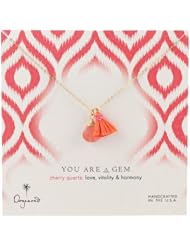 Dogeared "You are A Gem" Briolette Coral Tassel Gold Plated Silver Necklace, 18"+2" Extender