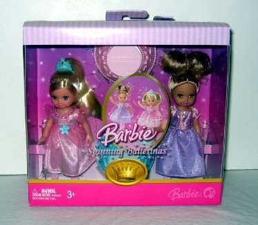 51 9FiEGfLL Barbie Spinning Ballerinas 4 Inch Tall Doll   Caucasian Kelly in Pink Outfit and Purple Outfit