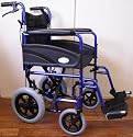 Z-TEC - Aluminium Lightweight Folding Transit Wheelchair With Brakes In Metallic Blue (Zero-Rated VAT)