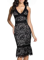 Sexy V-neck Sleeveless Lace Floral Print Polyester/Spandex Evening Dress/Bridesmaid Dress/Prom Dress/Party Dress/Wedding Dress 