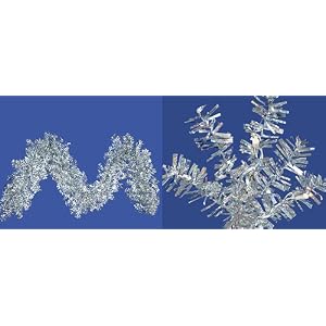 9' x 14 Pre-Lit Silver Wide Cut Laser Tinsel Christmas Garland - Clear Lights by 