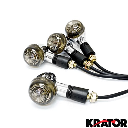 Krator® Motorcycle 4pcs Smoke Front and Rear Chrome Turn Signals Indicators Blinkers Lights Fits Metric Cruisers Harleys Bullet Chrome Turn Signals Blinkers Suzuki Honda Kawasaki Yamaha