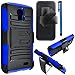 LG L31G / LG Access LTE Case Combo by ICE-CLEAR(TM)-HERCULES Dual- Layer Hard/Gel Hybrid Kickstand Armor Case w/ Holster (Black/Blue)+Touch Screen Stylus