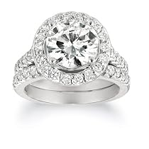 18k White Gold Diamond Bridal Set (3.02 ct., H Color, I1 Clarity Center; 4 cttw)