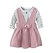 BOBORA Toddler Baby Girls Long Sleeve Striped Shirt + Tutu Dress 2PC Outfit