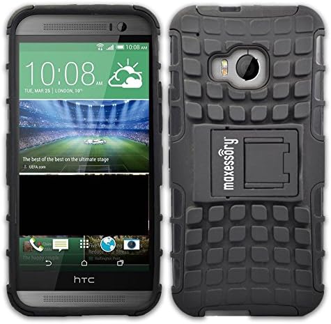 Maxessory Black Solid Hard Tough Rugged Hybrid Protector Kickstand Shell Case Cover for HTC One M9