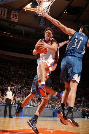 Minnesota Timberwolves v New York Knicks: Danilo Gallinari and DarkoMilicic Photographic Poster Print by Nathaniel S. Butler, 16x24