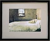 BLACK FRAMED Master Bedroom bed Andrew Wyeth LAB Dog