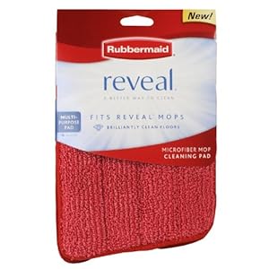 Rubbermaid Reveal Mop Microfiber Cleaning Pad, Red, 2 Pack
