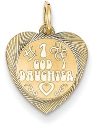 14k Yellow Gold #1 Goddaughter Heart Disc Charm