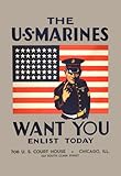 Art Poster, The US Marines Want You - 18.75 x 27.5