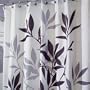 InterDesign Fabric Shower Curtain, Gray Leaves