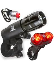 Sports: LED Lights For Bikes *Free* Helmet Bike Light - Quick Release Mounts - Best Flashing Front and Back Tail Light Set - Safest Super Bright Headlight Torch and Rear Cycling Kit for All Bicycles - Urban Ethix