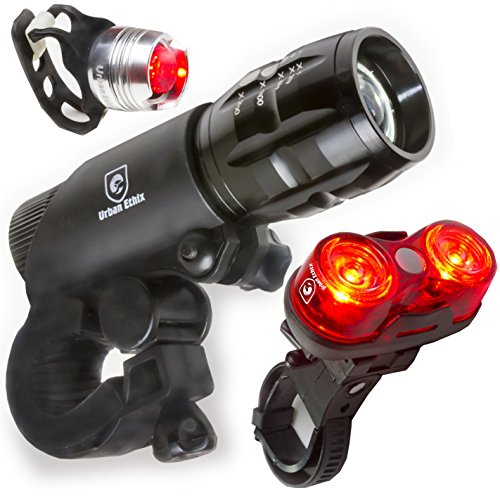 LED Lights For Bikes – Helmet Light – Quick Release Mounts – Best Flashing Front and Back Tail Light Set – Safest Super Bright Headlight Torch and Rear Cycling Kit for All Bicycles