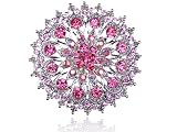 Light Rose Crystal Rhinestone Statement Umbrella Flower Costume Ring Adjustable