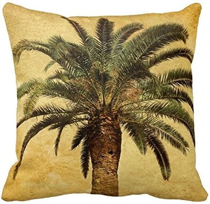 seamlesswood Vintage Palm Tree Square Custom Throw Pillow Case Personalized Cushion Cover Pillowcase Pillow Cover 16x16inch