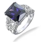 6CT Purple CZ Filligree Ring In Sterling Silver (Available in Sizes 5-9)