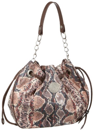 Poodlebags celebrity python Heidi 0509CB, Damen Umh&auml;ngetasche, braun (brown), 30x40x15
