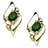 10K Yellow Gold 0.02 ct. Diamond and 5/8 ct. Emerald Earrings