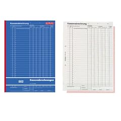 Herlitz 882415 Kassenabrechnungsbuch 502, Karton,  A4, 2x50 Blatt blau