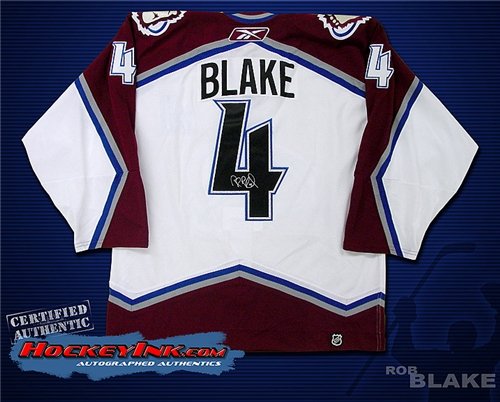 Rob Blake Autographed/Hand Signed Colorado Avalanche White Jersey