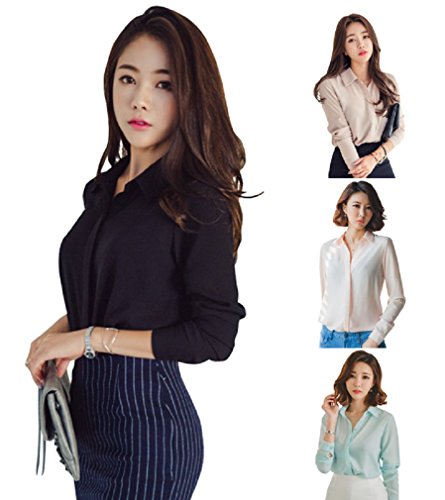 【 UN ANANAS 】 きれいめ シャツ ブラウス オフィス スタイル コーデ OL シンプル 長袖 春色 レディース トップス 全４色