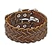 Brown Leather Triple Weaved Bracelet with title=