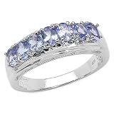 1.20 Carat Genuine Tanzanite Sterling Silver Ring