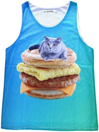 Summer Fashion Food Funny Cat Shirt Women Men 3d Vest Tanks Tops T Shirts (M)