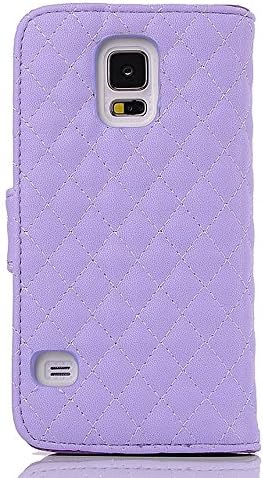 Galaxy S5 Case ,OMIU(TM)Luxury Rhombus Design Camellia Pendant Tassel Women Purse Wallet Folio Leather Case Cover For Samsung Galaxy S5 i9600(Purple),Sent Screen Protector+Stylus+Cleaning Cloth