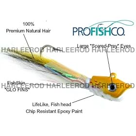ProFish Saltwater Fishing Lure Bucktail 1.5oz Yel Flash
