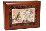 Cottage Garden Inspirational Music Box - Grandmother Plays Amazing Grace With Ornate Woodgrain Finish