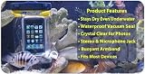 Waterproof case for blackberry, camera or MP3 Players that is vacuum sealed with clear plastic and has a convenient wrist strap. Great for fishing, swimming, canoeing. Holiday gift idea for man or woman.
