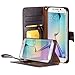AceAbove Leather Wallet Cover with Hand Strap for Samsung Galaxy S6 Edge - Dark Brown