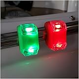 Green & Red Portable Marine LED Boating Lights - Boat Bow or Stern Safety Lights for Maximum Attention - Attaches to Handrails For Extra Lighting and For Emergencies When Main Lights Aren't Functional - Waterproof - LIFETIME WARRANTY