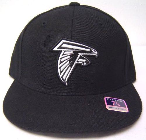 Size 7 3/8 Atlanta Falcons Black Flat Bill Fitted Cap
