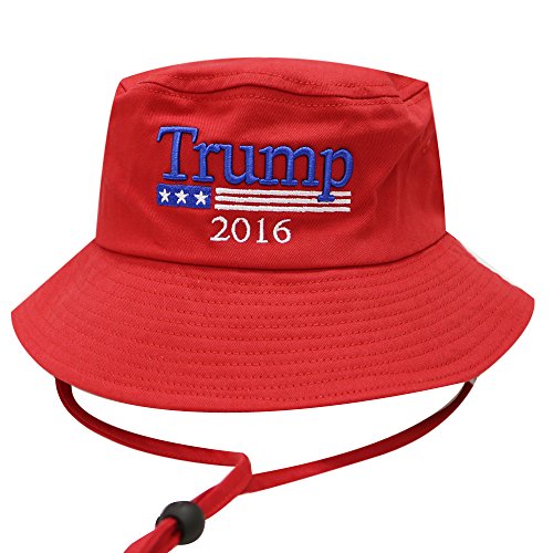 Bd2024 Donald Trump Flag Bucket Hat with String Red
