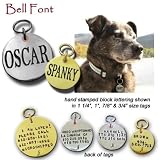 Pet Supplies : 1 1/4" Bell Font Dog ID Tag (Color=Nickel Silver,Attachment=S Hook)