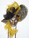 Venetian Masquerade Carnival Wall Mask - Yellow and Black