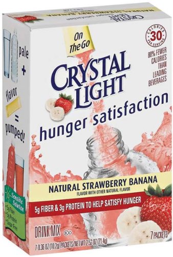 Crystal Light Drink Mix On The Go Hunger Satisfaction Natural Strawberry Banana - 12 Pack